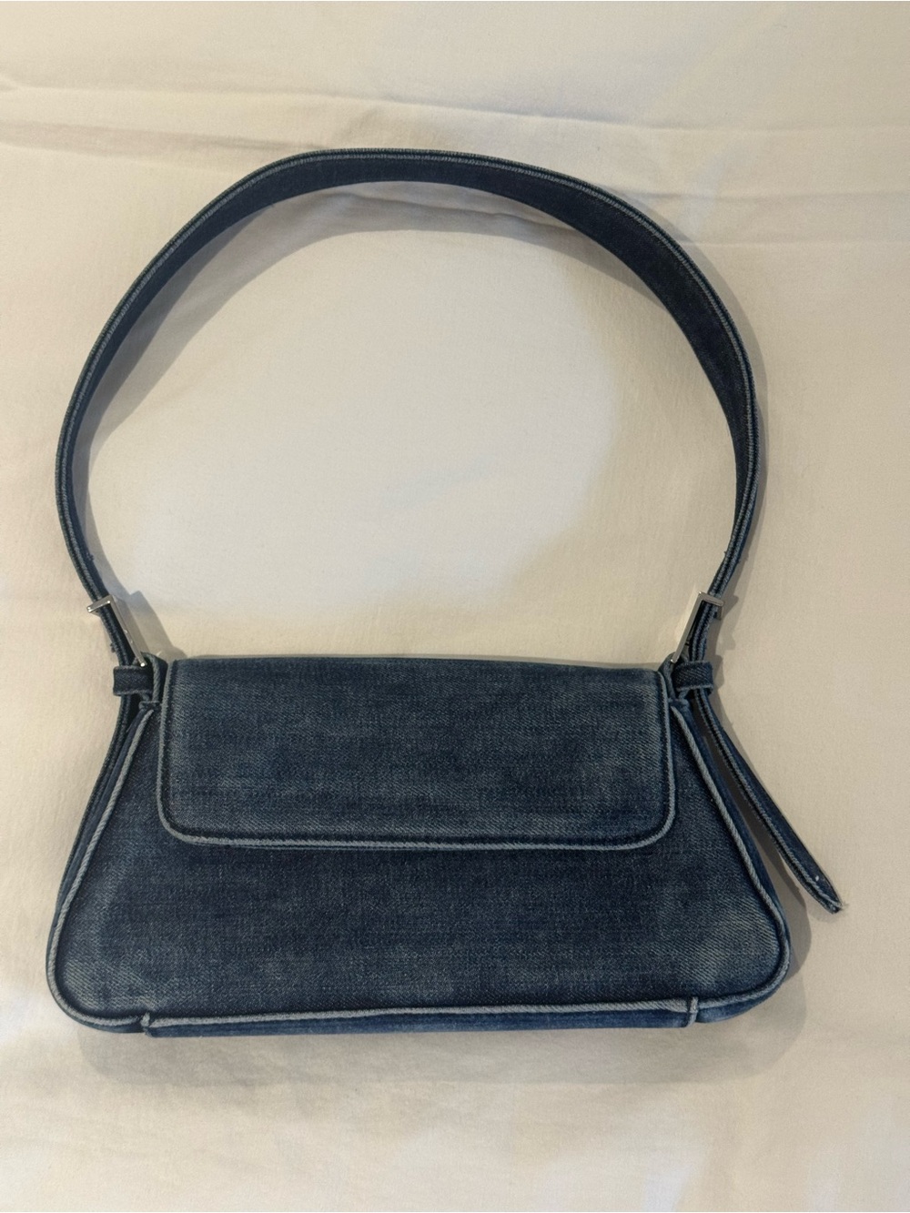 Zara Washed Denim Shoulder Bag in Dark Blue